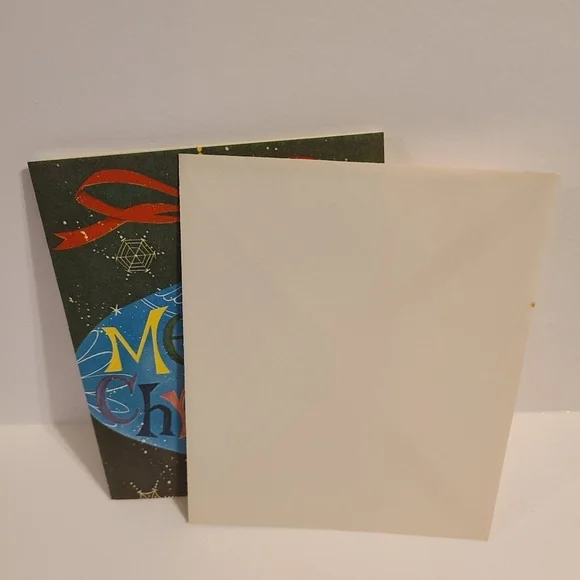 Vintage Blue & Black Christmas Ornament Christmas Card - New with Envelope - Picture 4 of 4